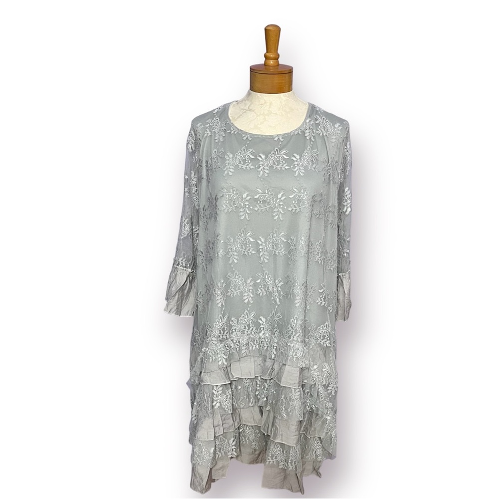 Angel Heart Boutique gray lace dress